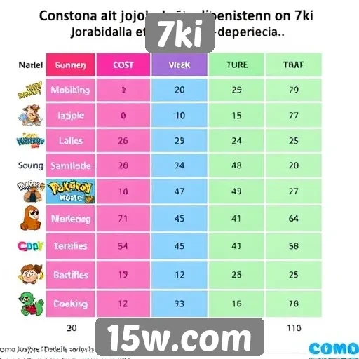 Comparação entre jogos populares disponíveis no 7ki